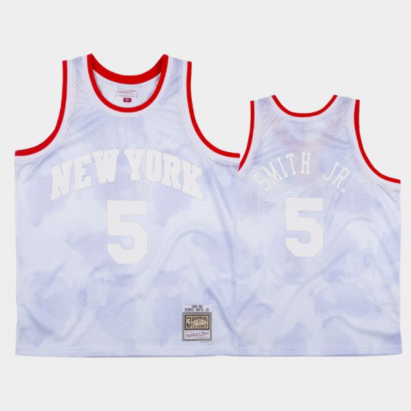 Dennis Smith Jr. New York Knicks #5 Men's Cloudy Skies 1991-92 Hardwood Classics Jersey - White