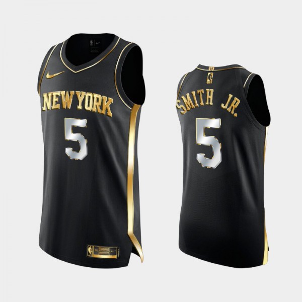 Dennis Smith Jr. New York Knicks #5 Men's Golden Authentic Authentic Golden Limited Edition Jersey - Black