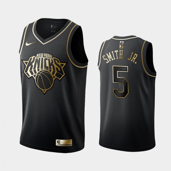 Dennis Smith Jr. New York Knicks #5 Men's Golden Edition Golden Logo Jersey - Black