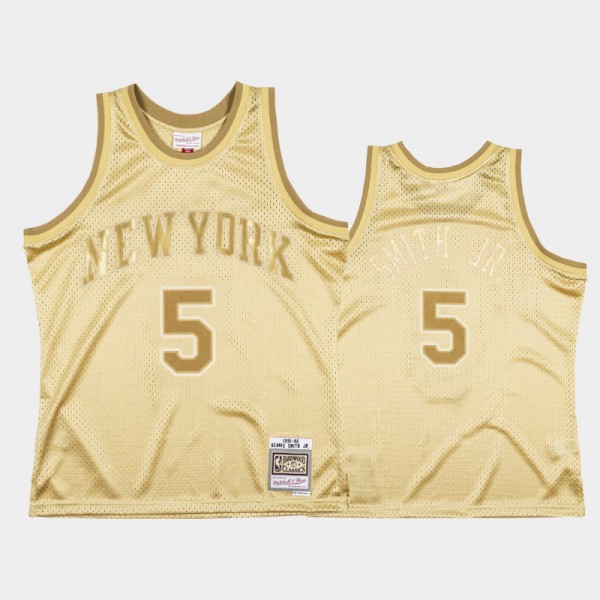 Dennis Smith Jr. New York Knicks #5 Men's Midas SM Limited Jersey - Gold