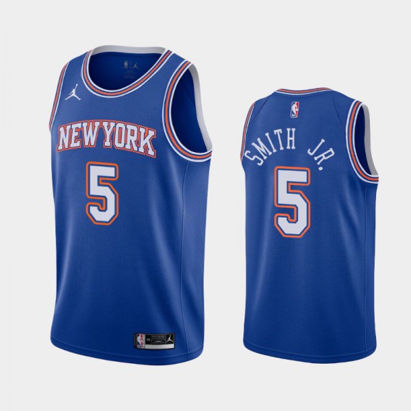 Dennis Smith Jr. New York Knicks #5 Men's Statement 2020-21 Jersey - Blue