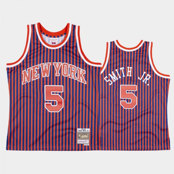 Dennis Smith Jr. New York Knicks #5 Men's Striped 1991-92 Jersey - Red