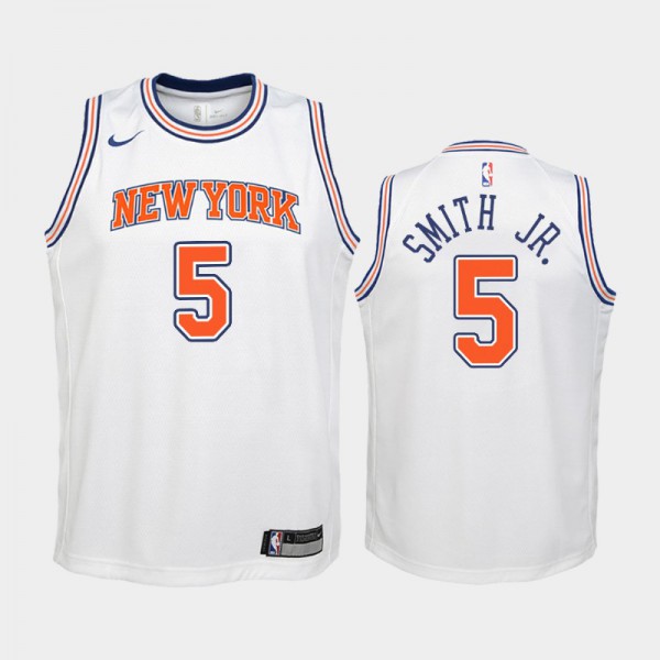 Dennis Smith Jr. New York Knicks #5 Youth Statement 18-19 Jersey - White