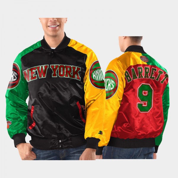 RJ Barrett New York Knicks #9 Men's Starter x Ty Mopkins BHM Jacket - Black